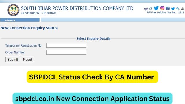 SBPDCL Status Check By CA Number, sbpdcl.co.in New Connection Application Status