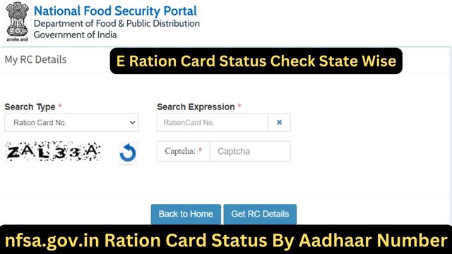 E Ration Card Status Check {State Wise} at nfsa.gov.in By Aadhaar Number